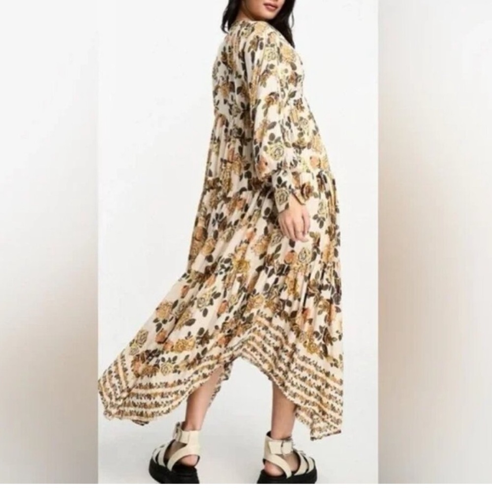 Free People Ivory Combo Rows of Roses Maxi Dress - Picture 4 of 17